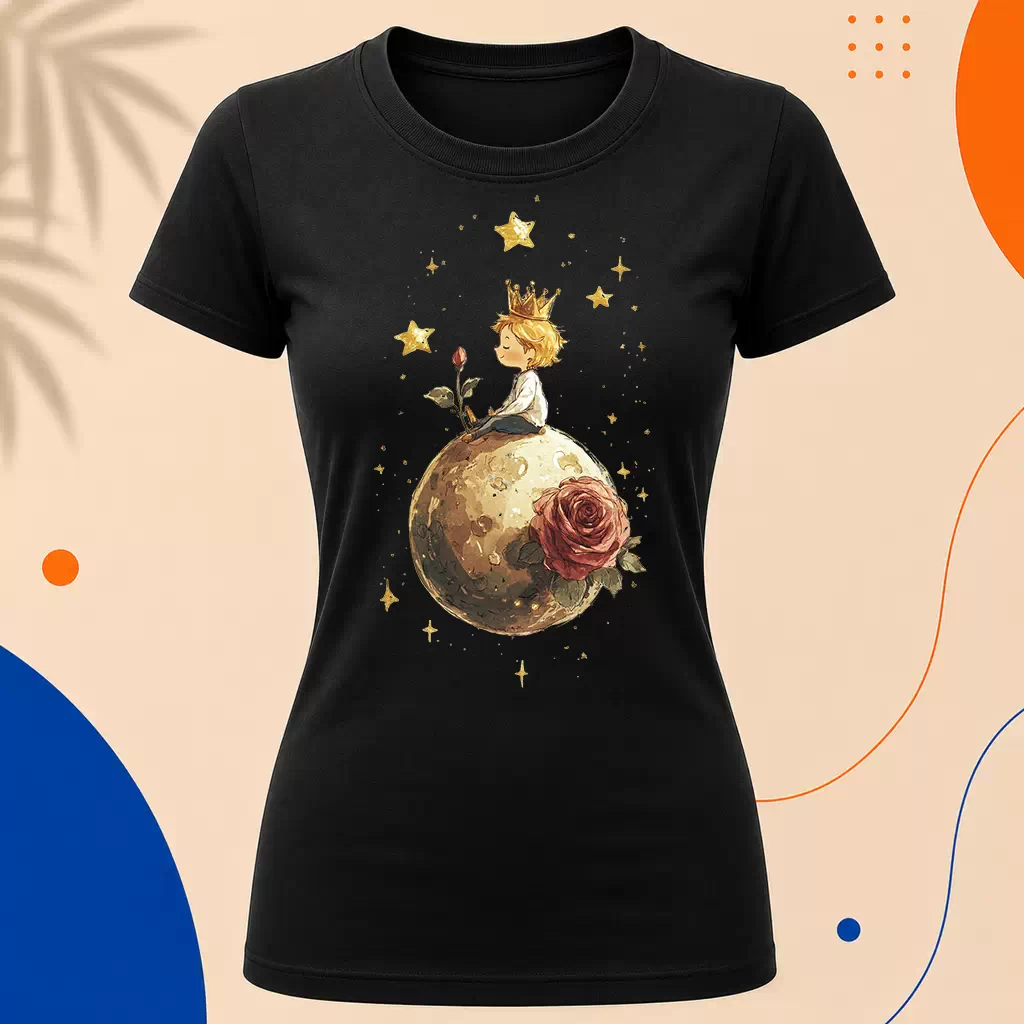 Dámské tričko - Zlaté hvězdy - Malý princ - Le petit prince